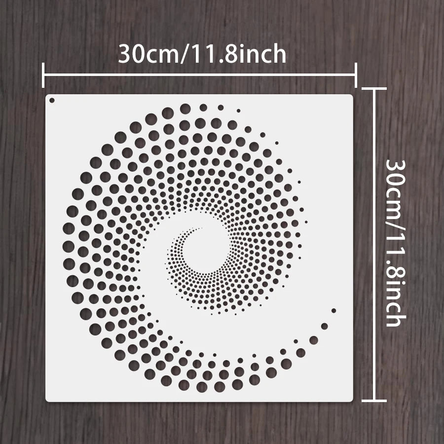 pochoirs stencil noir blanc spirale points moderne géométrique peinture murale sol diy decoration