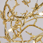lustre cristal doré branches feuilles translucides moderne élégant suspension salon chambre luxe décoratif