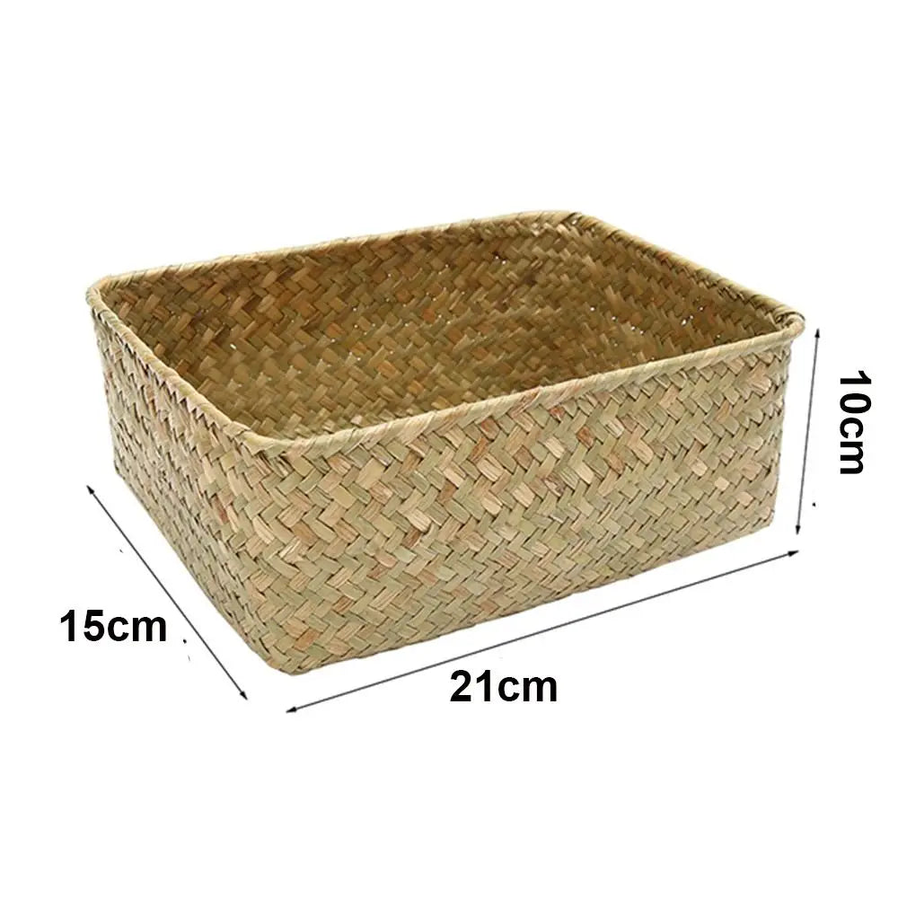 paniers tissés naturels rustiques empilables rangement maison cosmétiques fruits multipurpose