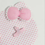 coussin forme chat blanc rose pois tissu polyestère clips decoratif enfantin table decoration