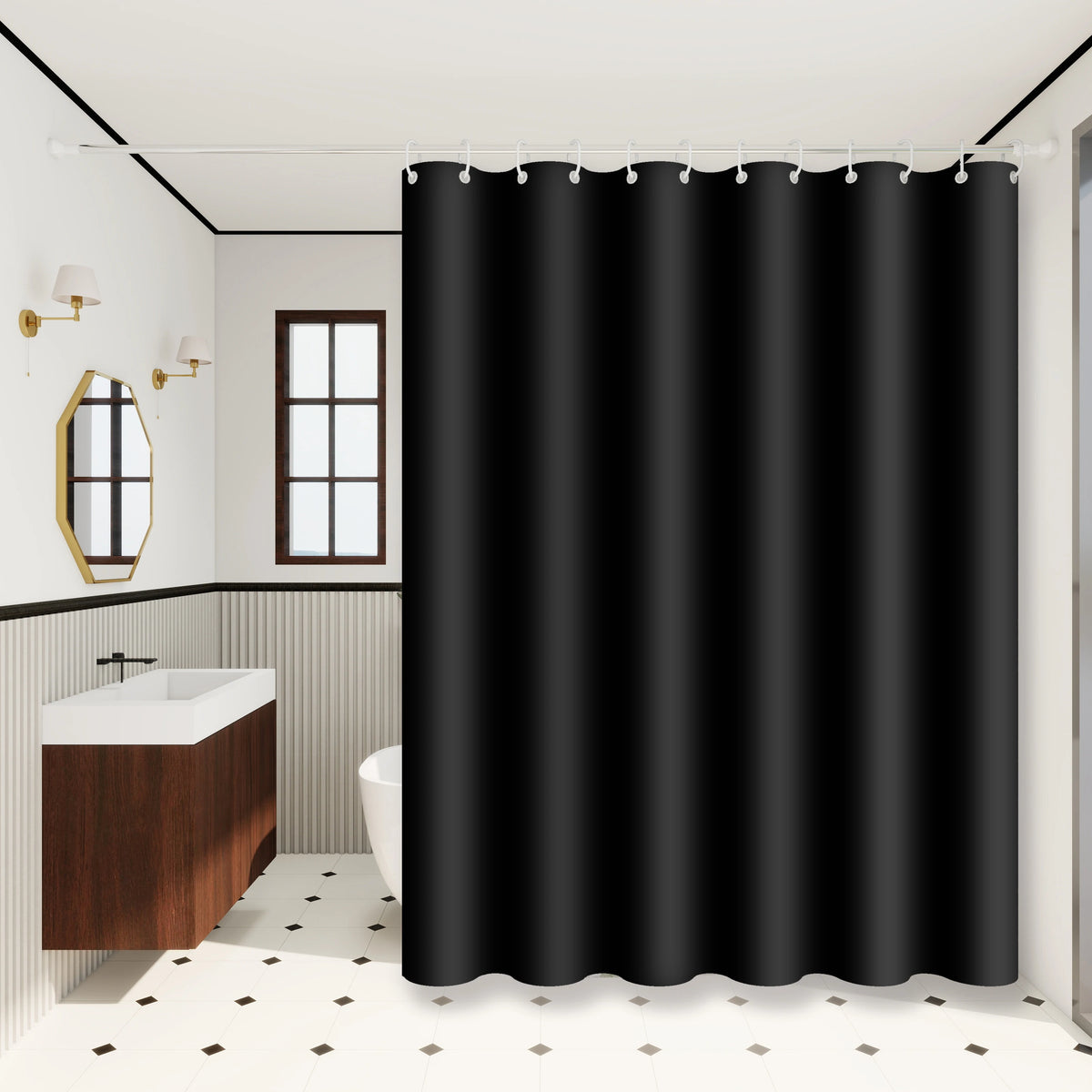 rideau douche noir moderne opacité uni respectueux environnement toilette appartement