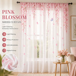 rideau floral transparent rose semi opaque japonais intérieur romantique chambre salonDecorationInteriorRomantiqueJaponaisChambreSalon