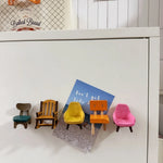 aimants chaises miniatures dessin animé jaune rose marron bleu velours modernes