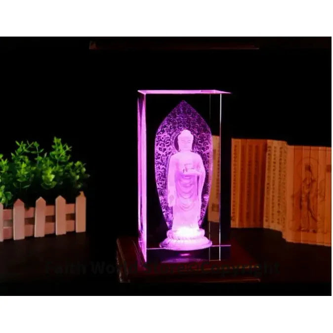 statue bouddha éclairée relief floral base leds plantes livres blanc multicolore