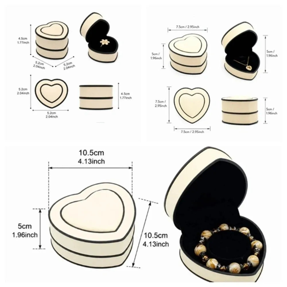 boîtes bijoux coeurs velours blanc noir rouge élégantes portables rangement cadeaux domestiques