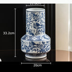 vase bleu blanc floral oiseaux classique traditionnel decoration table arrangement floral