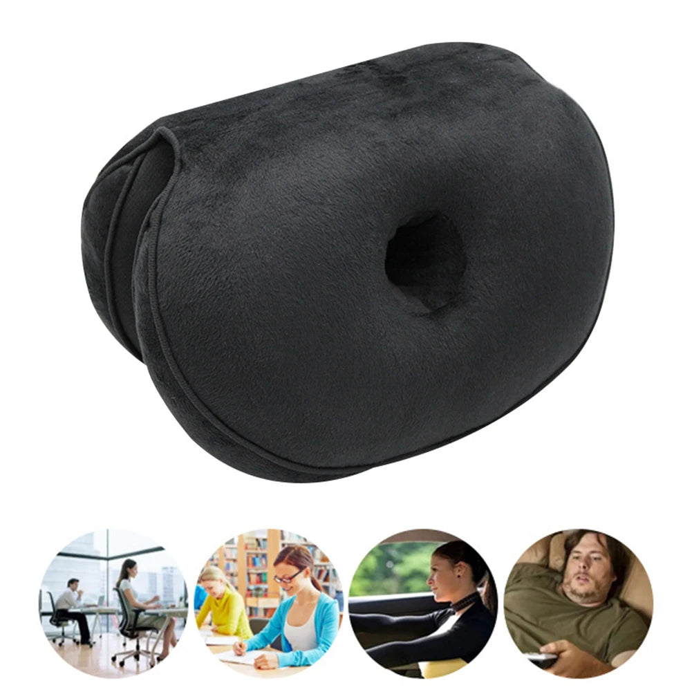 coussin siège ergonomique mousse mémoire forme doux rose noir adhésif coccyx sciatique confort