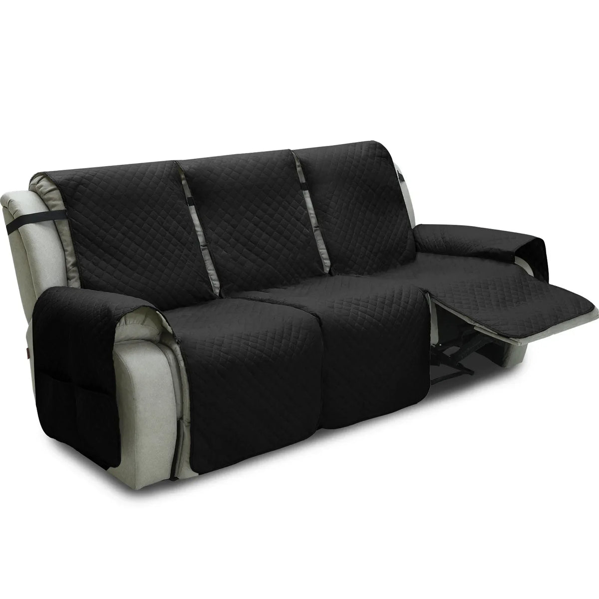 housses fauteuil inclinable gris quilté moderne élastique ajustable poche rangement lavage machine salon
