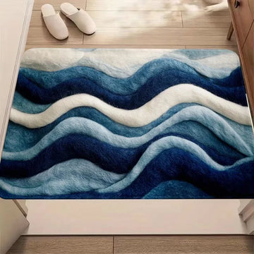 tapis moderne bleu rayures ondulées anti bactéries antidérapant résistant décoloration 30x50cm 40x60cm