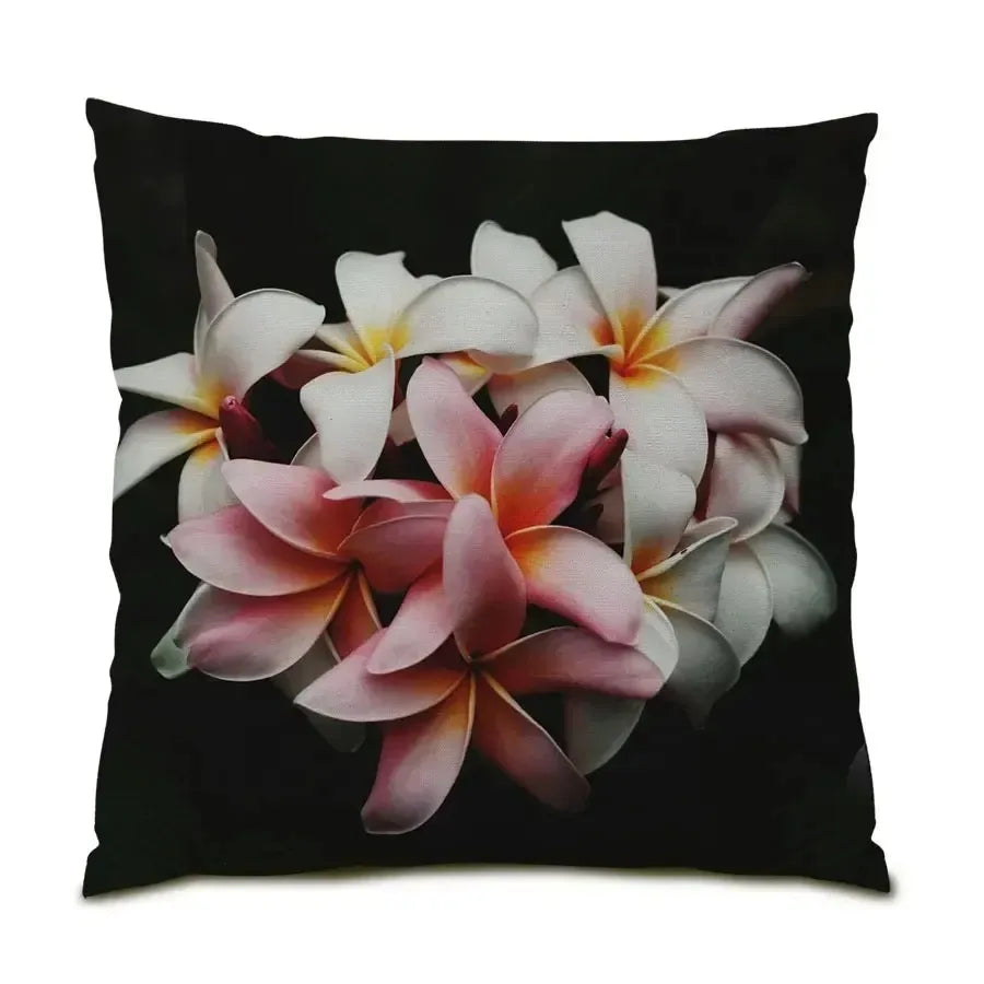 housse coussin violet blanc fleurs papillon moderne 40x40cm 45x45cm 50x50cm 60x60cm polyester