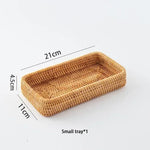 panier rotin marron clair tissage fin moderne rangement cuisine fruits assiettes thé livres