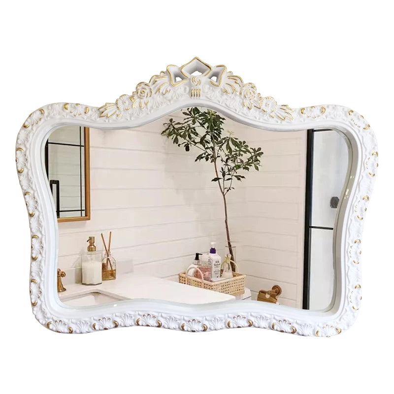 miroir baroque or argent blanc ornements floraux fixation murale décoration maison chambre salon