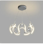 suspension lumineuse moderne noir doré boules lumière câbles suspendus forme circulaire ondulée