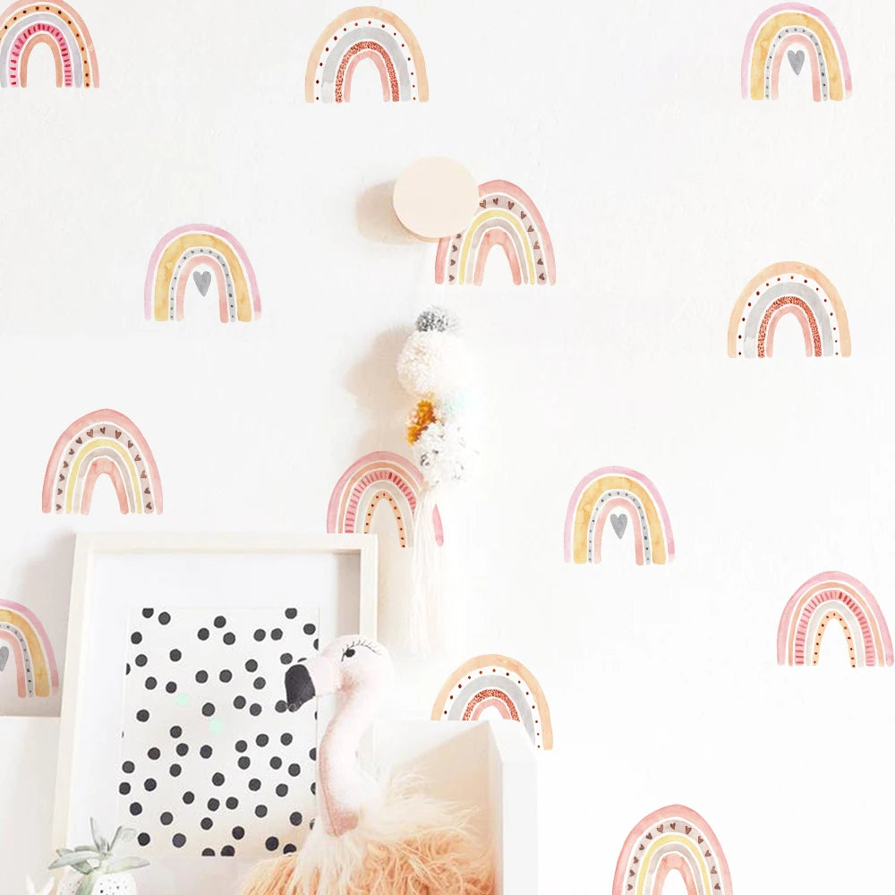 stickers muraux arc ciel multicolores enfants decoration moderne vinyle