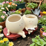 cache pot résine blanc souriant livre décoratif unique plante miniature personnalisé adultes unisexe