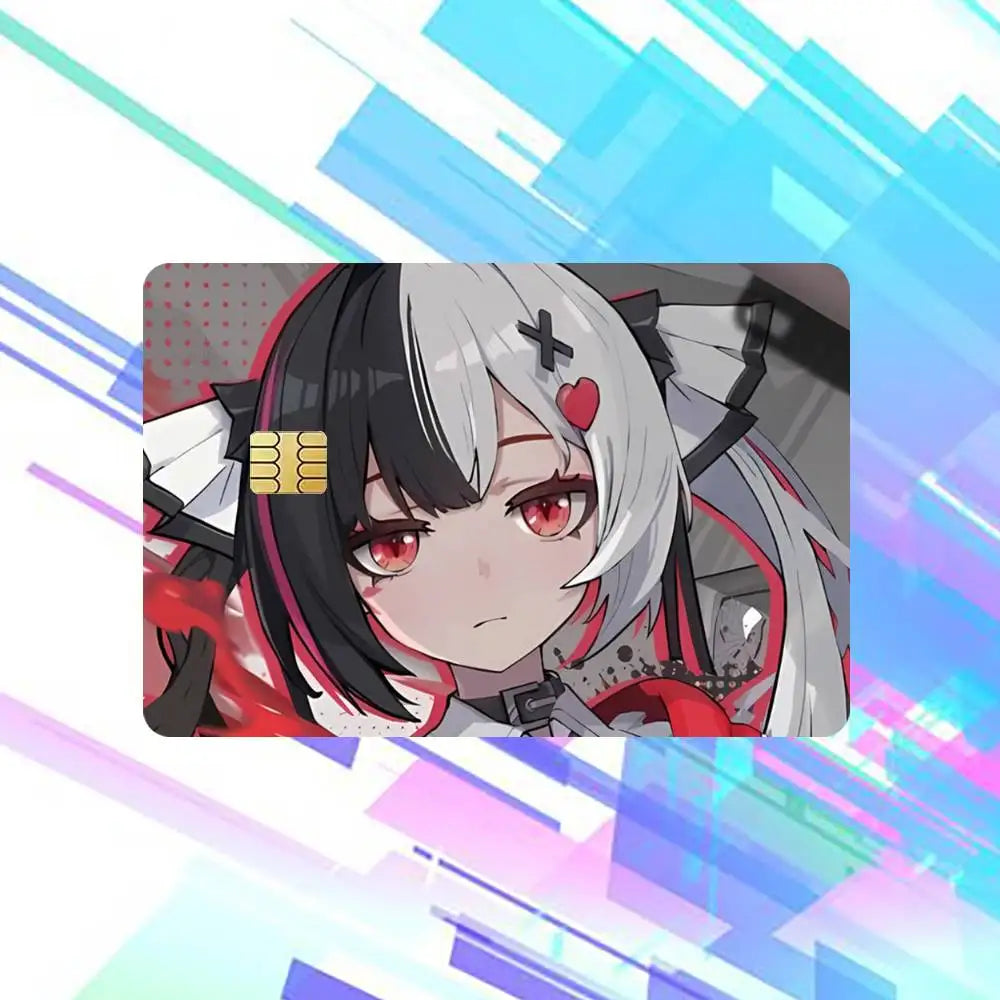 adhésif décoratif cartes bancaires dessin animé personnages motifs waterproof réutilisable noir blanc rouge gris