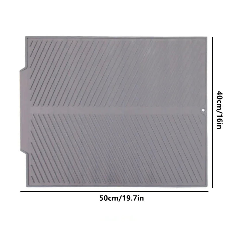 tapis table silicone rectangulaire moderne rayures ondulées gris noir protection cuisine support vaisselle