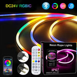 ruban led néon multicolore moderne 24v bluetooth télécommande 10m 15m clips mur