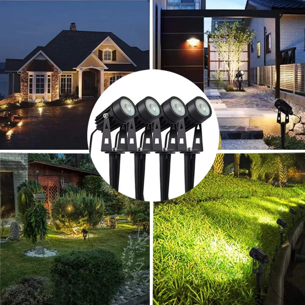 spots led paysagistes noirs modernes 12 tringle adaptableextérieur sécurité ip65 étanche