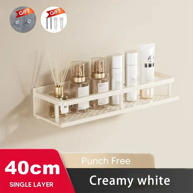 étagère murale blanche moderne adhésive étages rangement salle bain produits cosmétiques 30cm 40cm