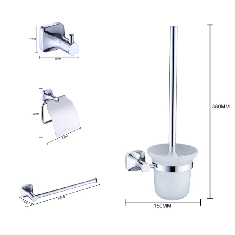 ensemble accessoires salle bain chrome porte serviette savon dentifrice gobelet mural métal