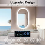 miroir lumineux moderne bluetooth éclairé anti buée date heure marbré blanc beige