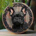 décoration murale plaque chiens relief artisanal clips métalliques couleur marron noir