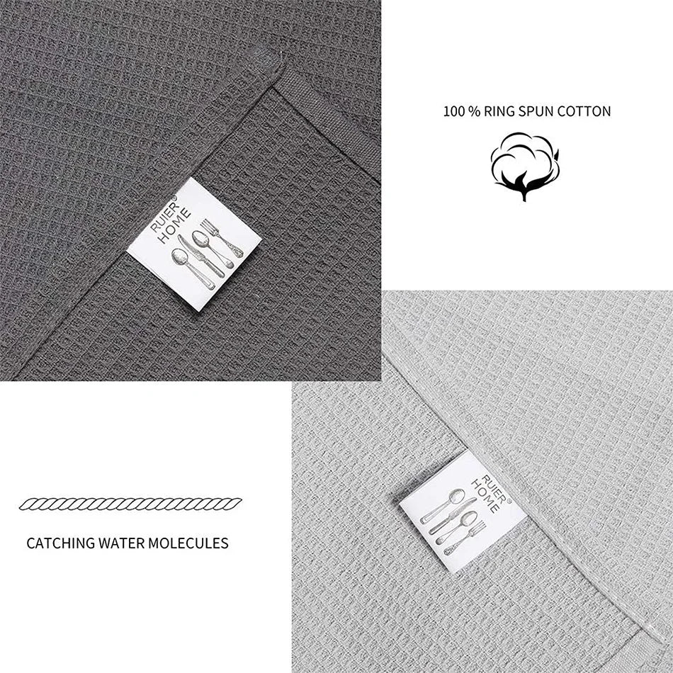 serviette cuisine coton tissé moderne gris blanc rose vert marron bleu géométrique absorbante