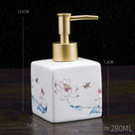 distributeur savon liquide céramique blanc bleu fleurs classique salle bains 280ml 450ml