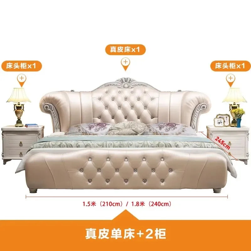 lit blanc rouge tufté cuir véritable classique luxueux chambre master