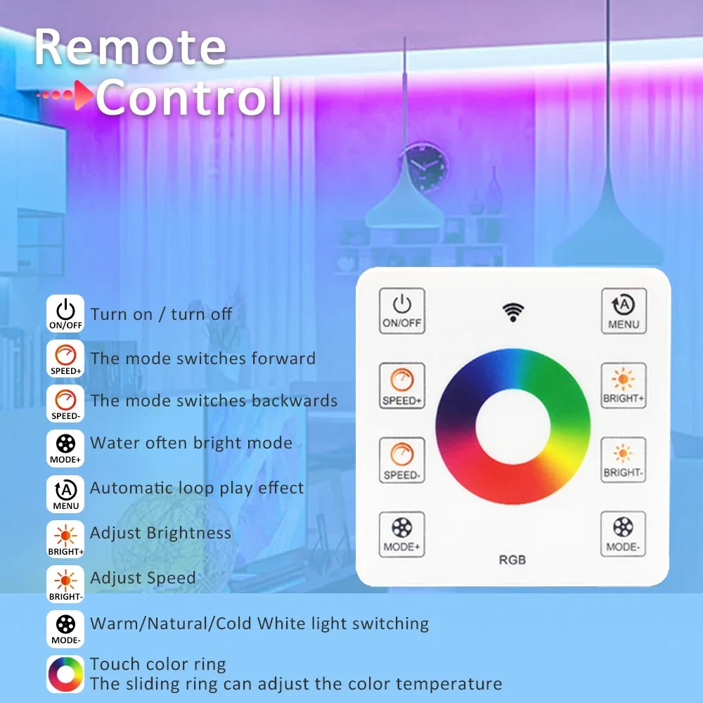 Ruban led 60 diodes rgb adhésif contrôle rf moderne chevaux multicolore