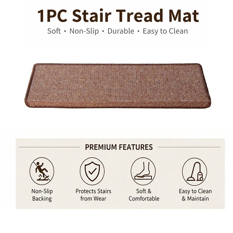 tapis d'escalier moderne antidérapant 15 pièces adhésif beige clair texture tissée polyester