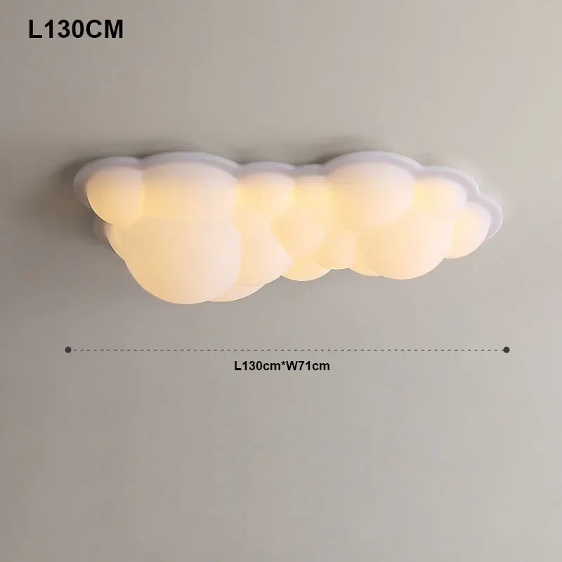 luminaire suspendu nuage moderne sphères lumineuses transparence partielle minimaliste fixations câbles métalliques