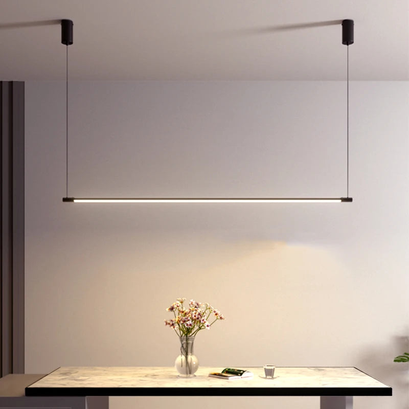 lampe suspendue moderne minimaliste noir blanc lisse mat 120cm adjustable oeilletsflux249 2000v90 260