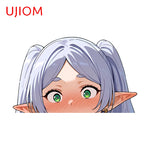 sticker mural dessin animé oreilles pointues yeux grands gris clair vert rose adhésif