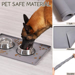 tapis silicone gris nourriture chien chat antidérapant rebord points relief