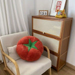 coussin moderne rond tomate rouge motif fleur blanche polyester coton lavable lit adulte 45cm