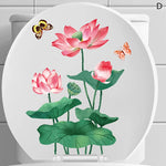 cache wc blanc fleurs colorées adhésif auto collant imperméable décoration salle bain hygiène