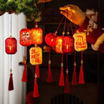 lanternes chinoises traditionnelles rouges festives imprimées caractères chinois floral tassel métal festive anniversaireextérieur