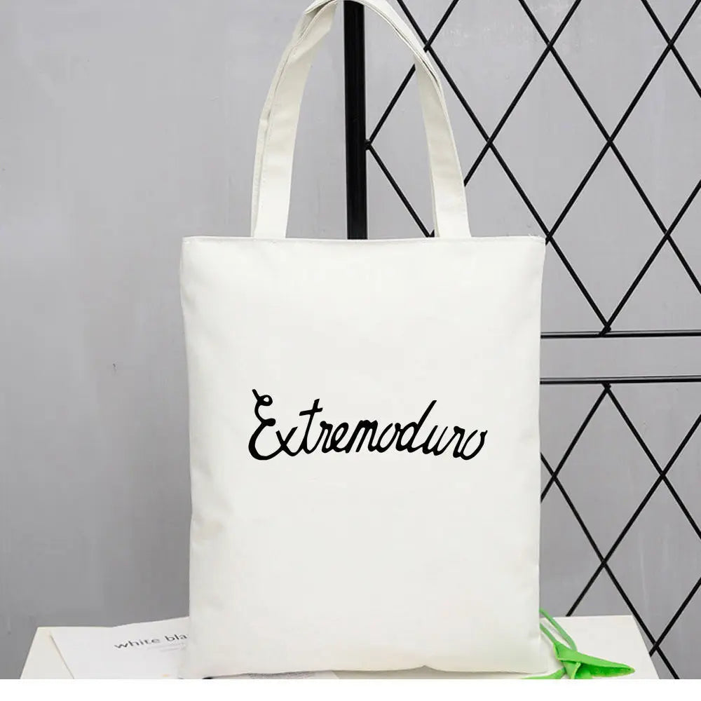 sac main toile imprimé cartoonesque noir blanc moderne minimaliste poignées