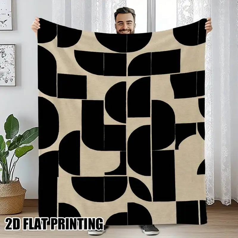 couverture géométrique moderne polyester anti boulochage portable 150x130cm toutes saisons