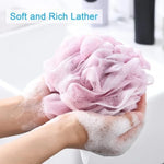 éponge bain boule rose beige bleu olive texturée douce semi transparente