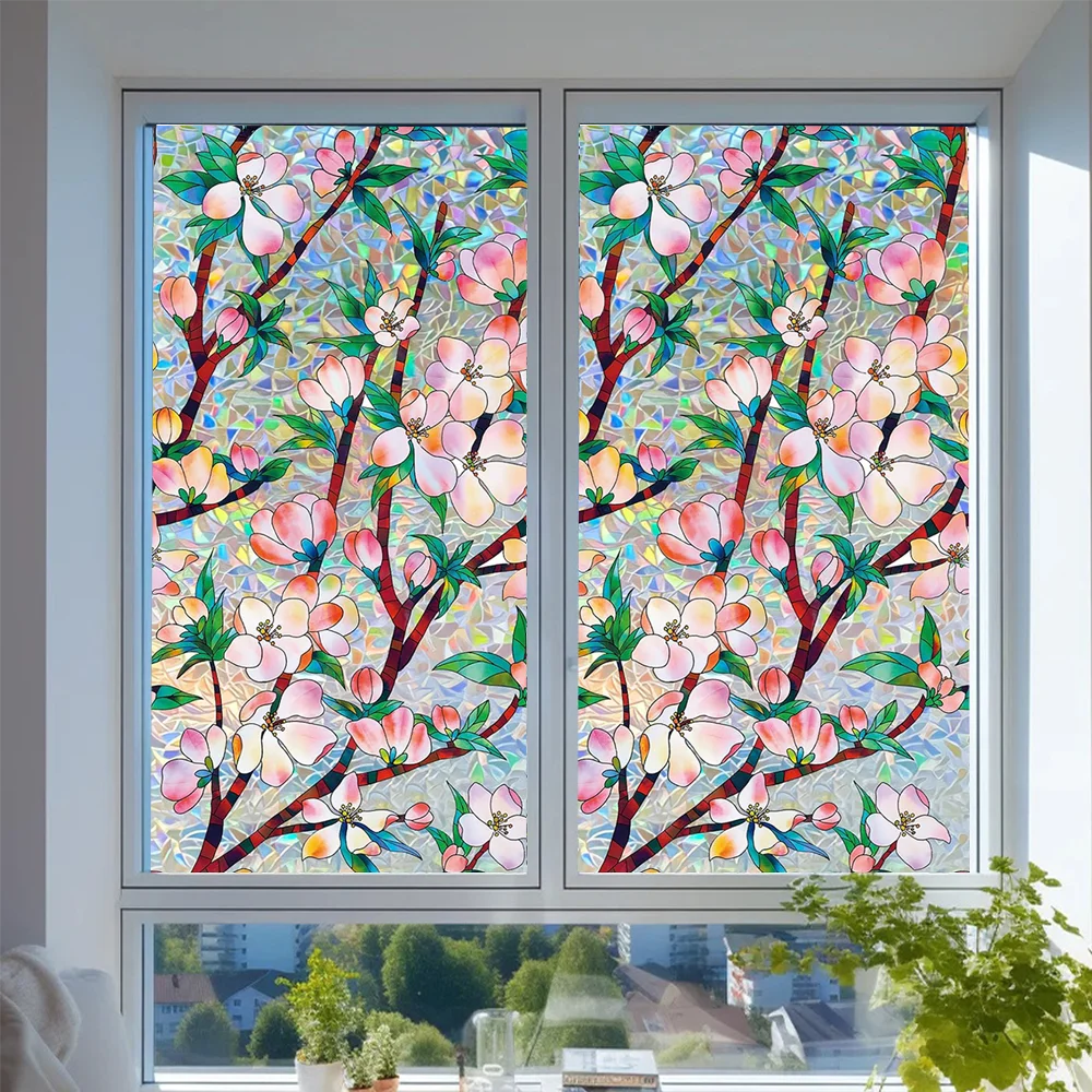 film décoratif fleurs multicolore protection uv isolation thermique autoadhésif maison artisanal explosion resistant