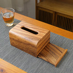 boîte mouchoirs bois marron grain naturel classique salon salle bain minimaliste couvercle amovible