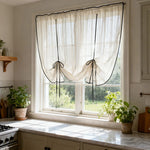 rideau transparent polyester brodé rayures fines classique décoratives maison