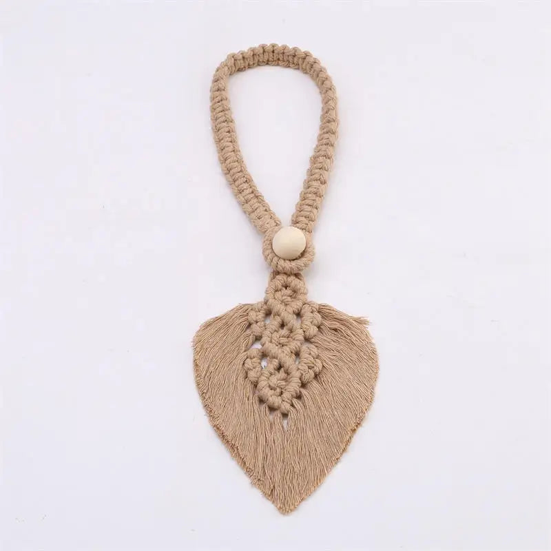 rideaux macramé boho franges beige vert gris jauneclair