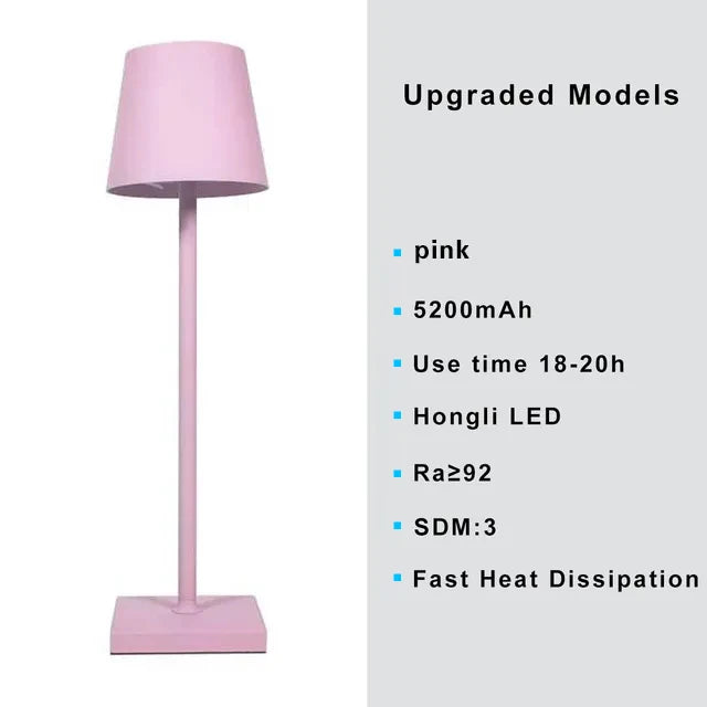 lampe table led rechargeable gris doré rose bleu noir touch control moderne minimaliste