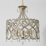 lustre cristal cuivre poli baroque décoration salon luminaires suspendus led doré transparent