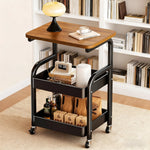 chariot roulant multi niveaux acier inoxydable plateau bois moderne stockage organisation cuisine salle bain