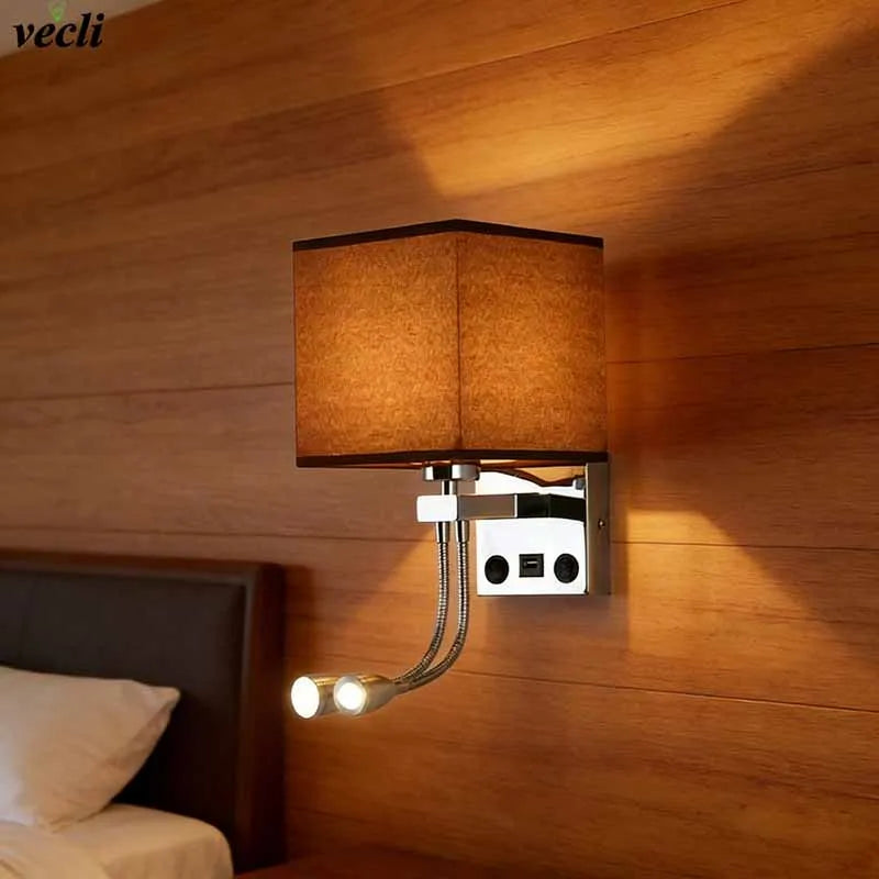 lampe murale moderne beige chrome toile lin interrupteur spot e27 cuisine chambre coucher entrée